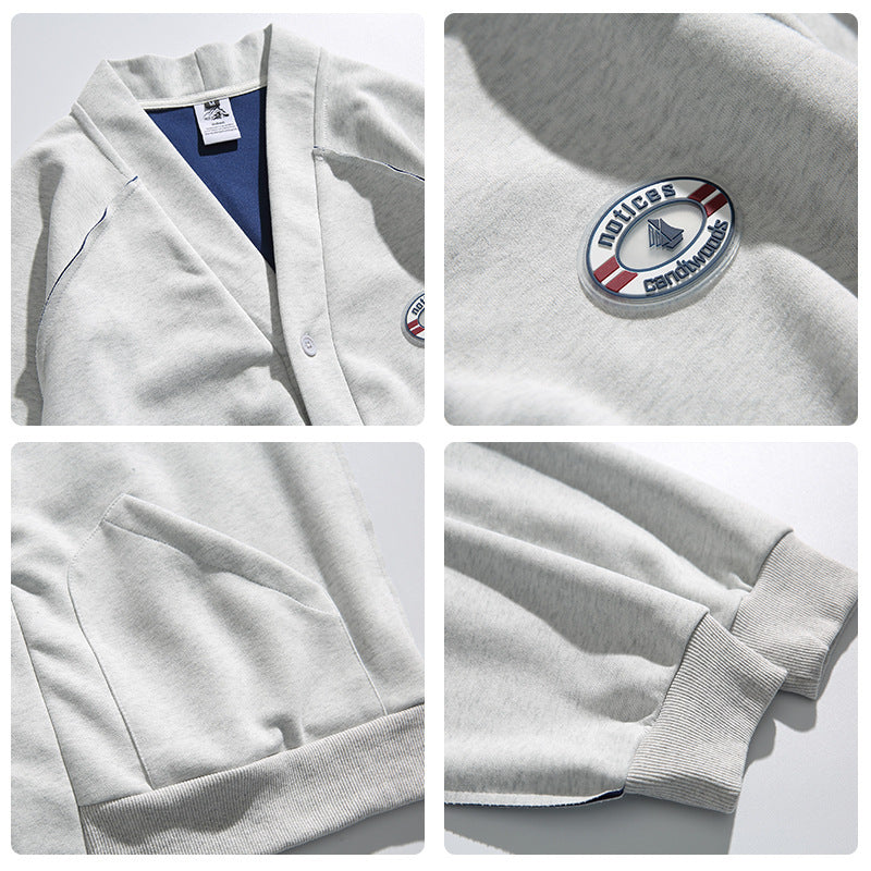 Retro Solid Color Cardigan Sweater For Men