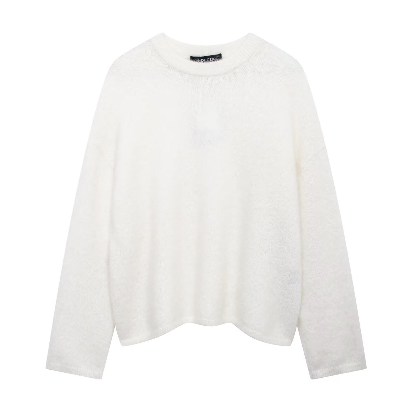 Women's Street Fashion Solid Color Round Neck Large Profile Sweater