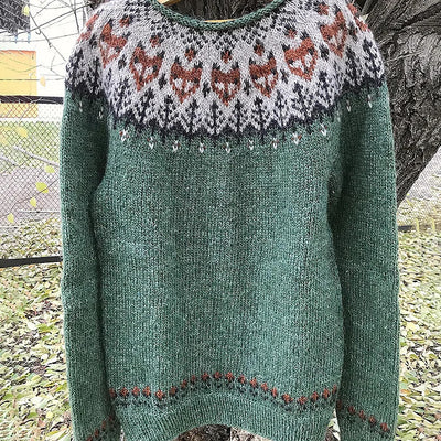Women's Round Neck Multicolor Loose Fashion Pullover Sweater