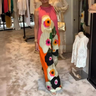 Round Neck Printing Dress Women