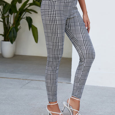 Women's Fashion All-match Skinny Slimming Stretch Quick-drying Checked Harem Pants