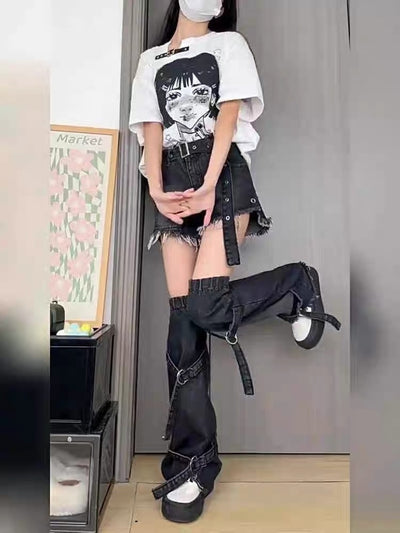 Black Working Wear Denim Shorts Suit Women