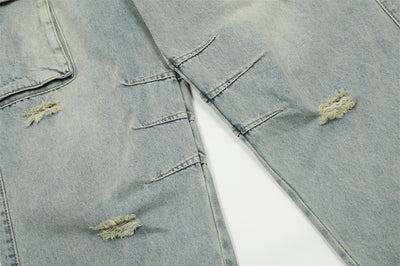 Fashion Washing Hole Cargo Jeans Men