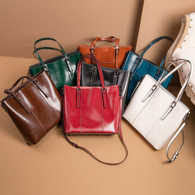 Genuine Leather Women's New Retro Large Capacity Fashion Shoulder Bag