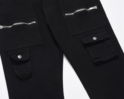Fashion Personality Zipper Pocket Jeans Men