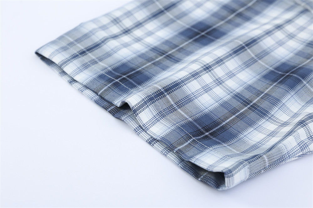 Plaid Short-sleeved Shirt For Men