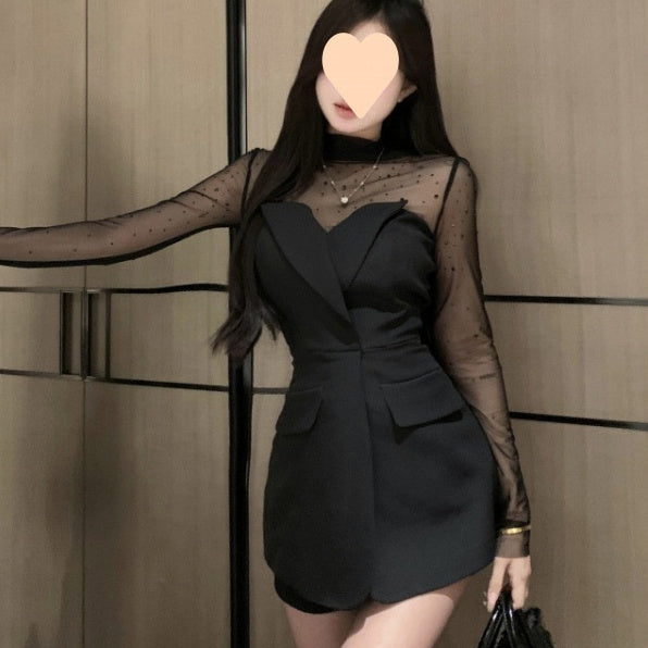 Pure Desire Mesh Socialite Exquisite Fashion Long Sleeve Suit