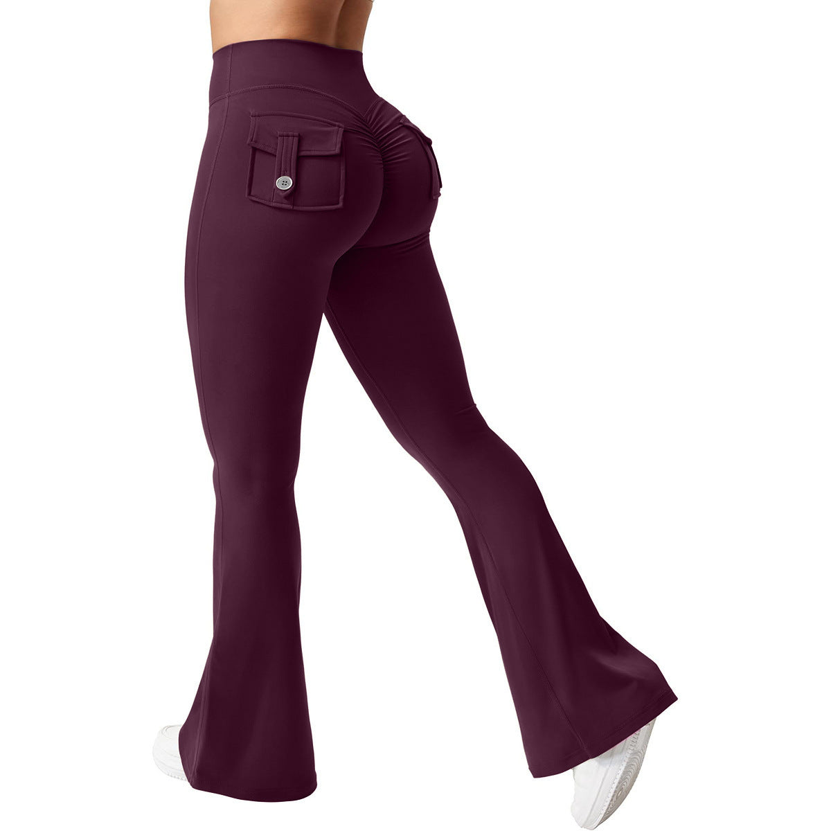 Yoga Peach Hip Pocket Flared Pants For Quick Drying And Abdominal Compression, Small Sexy Pants