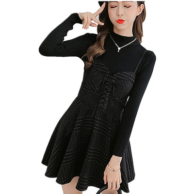 Woolen sling dress women suit
