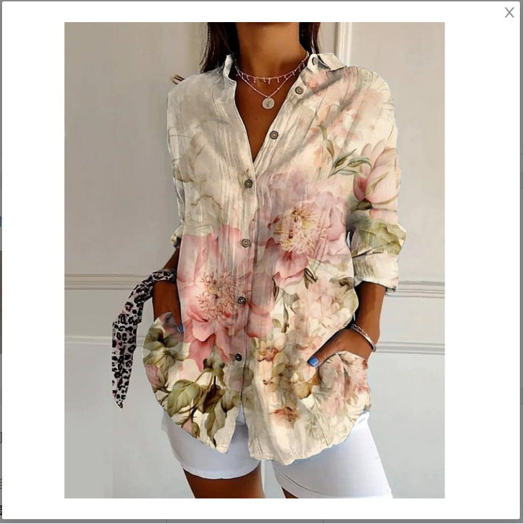 New Women's Long Sleeved Shirt For Summer Fashion, 3D Printed Shirt With Floral Pattern