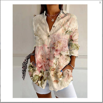 New Women's Long Sleeved Shirt For Summer Fashion, 3D Printed Shirt With Floral Pattern