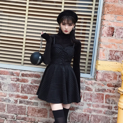 Woolen sling dress women suit
