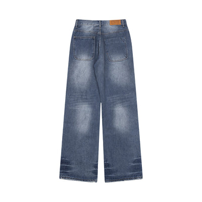 Fashion Embroidered Patch Loose Jeans Men