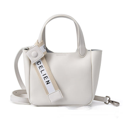 Cattlehide Leather Cross Body Bucket Bag