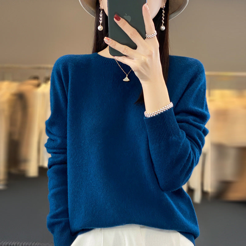 Women's Round Neck Sweater Loose Knitted Bottoming Sweater