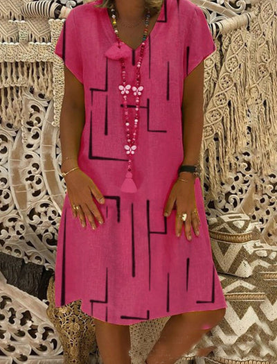 Printed V-neck Dress Women