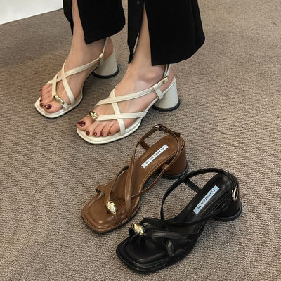 Women's Fashionable All-match Gentle Temperament Ankle-strap High Heel Sandals