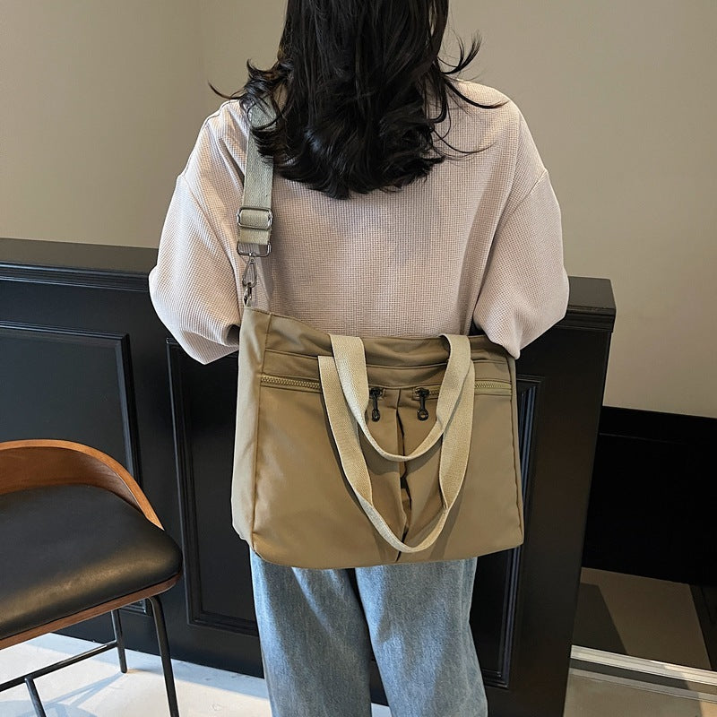 Solid Color Casual Portable Messenger Bag Large Capacity