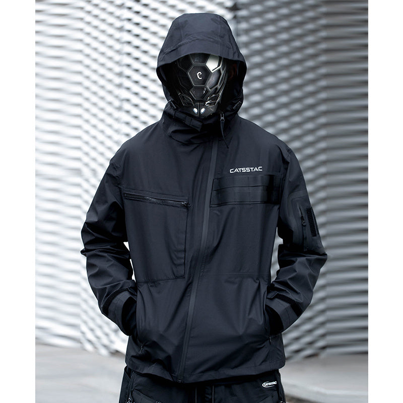Tilted Zippered Hooded Jumper Man