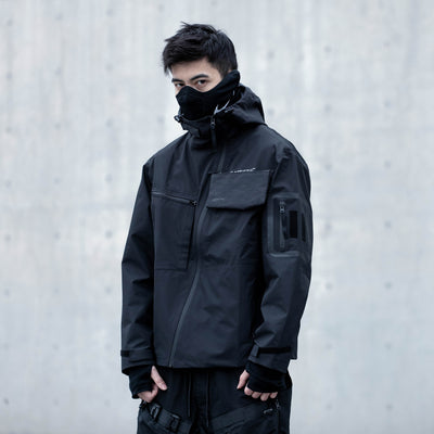 Tilted Zippered Hooded Jumper Man