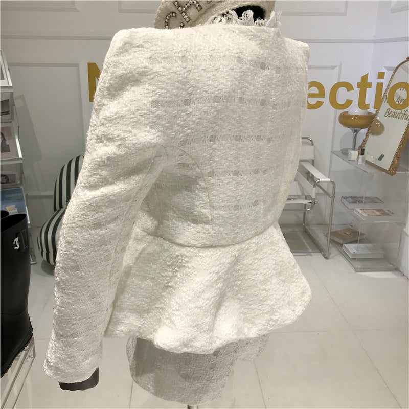 Waist Puff Sleeve Woolen Suit Shorts Two-Piece Women
