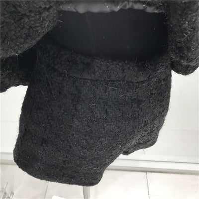 Waist Puff Sleeve Woolen Suit Shorts Two-Piece Women
