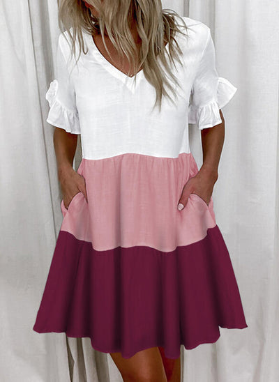 Printed Ruffled Pocket Dress Women