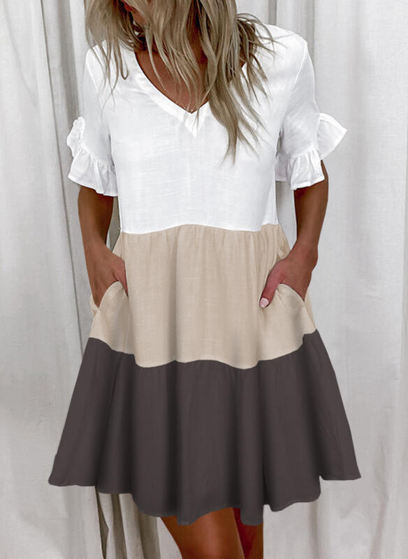 Printed Ruffled Pocket Dress Women