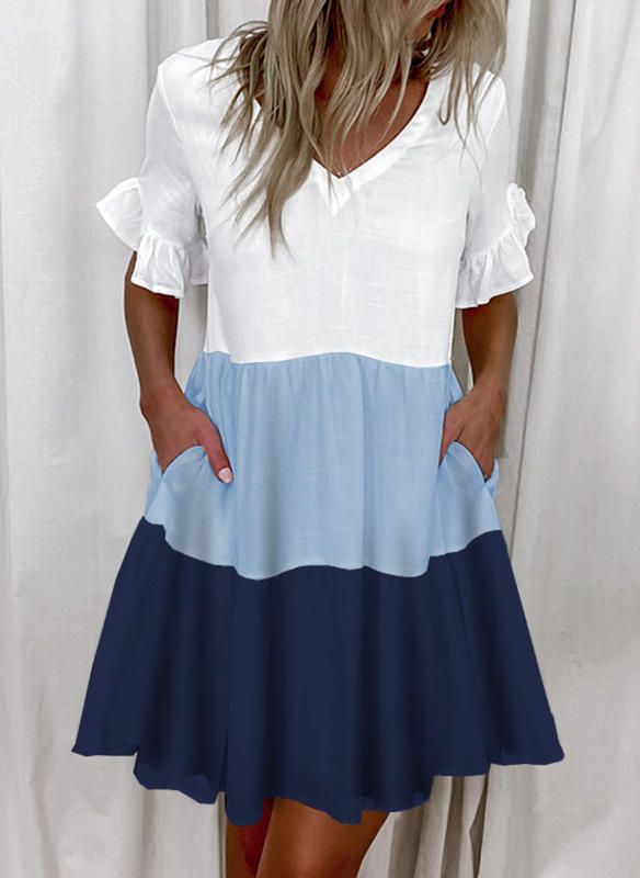 Printed Ruffled Pocket Dress Women