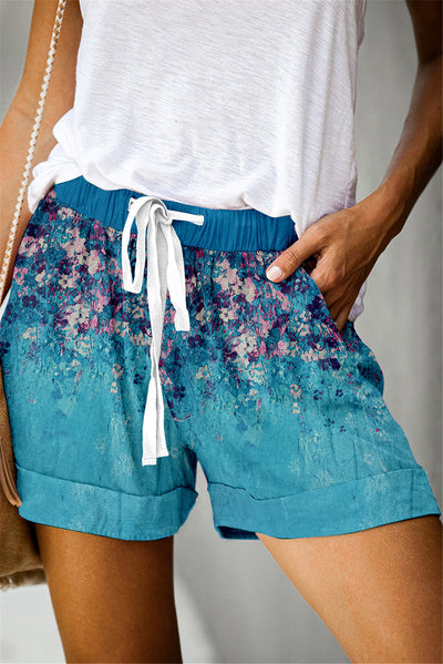 Positioning Printed Lace-Up Casual Wide-Leg Shorts Women