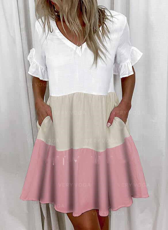 Printed Ruffled Pocket Dress Women