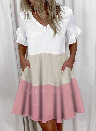 Printed Ruffled Pocket Dress Women