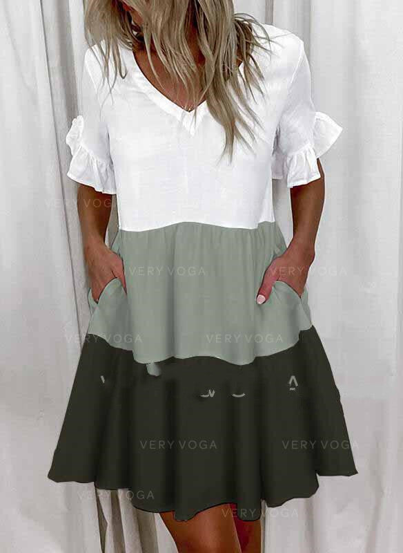 Printed Ruffled Pocket Dress Women