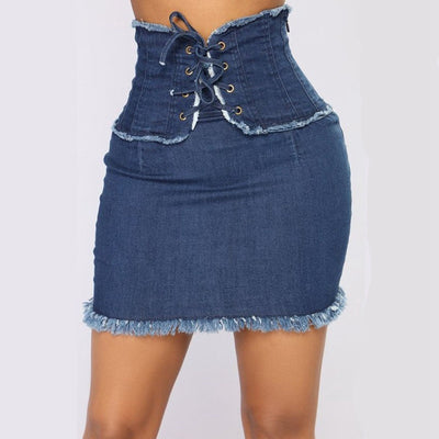 Women's High Waist Casual Denim Skirt Sexy Pocket Pencil Mini Skirt Street Style Jeans