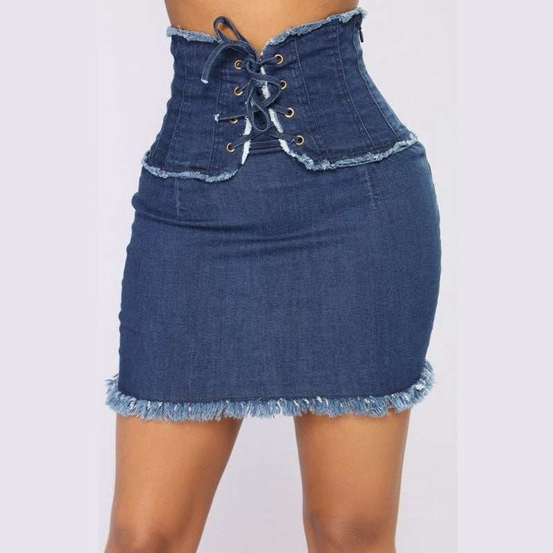 Women's High Waist Casual Denim Skirt Sexy Pocket Pencil Mini Skirt Street Style Jeans
