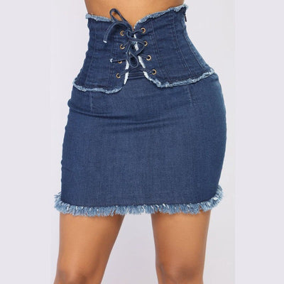 Women's High Waist Casual Denim Skirt Sexy Pocket Pencil Mini Skirt Street Style Jeans
