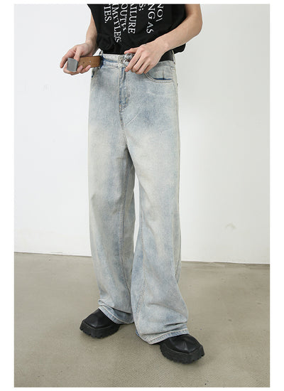 American Retro Washed Straight Jeans Men