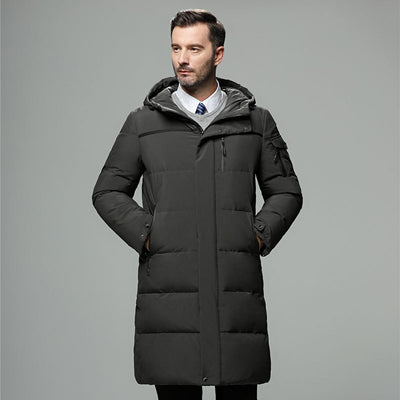 Long padded down jacket for men