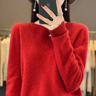 Women's Round Neck Sweater Loose Knitted Bottoming Sweater