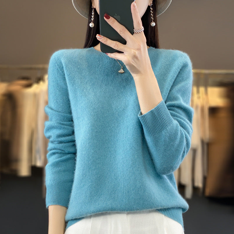 Women's Round Neck Sweater Loose Knitted Bottoming Sweater