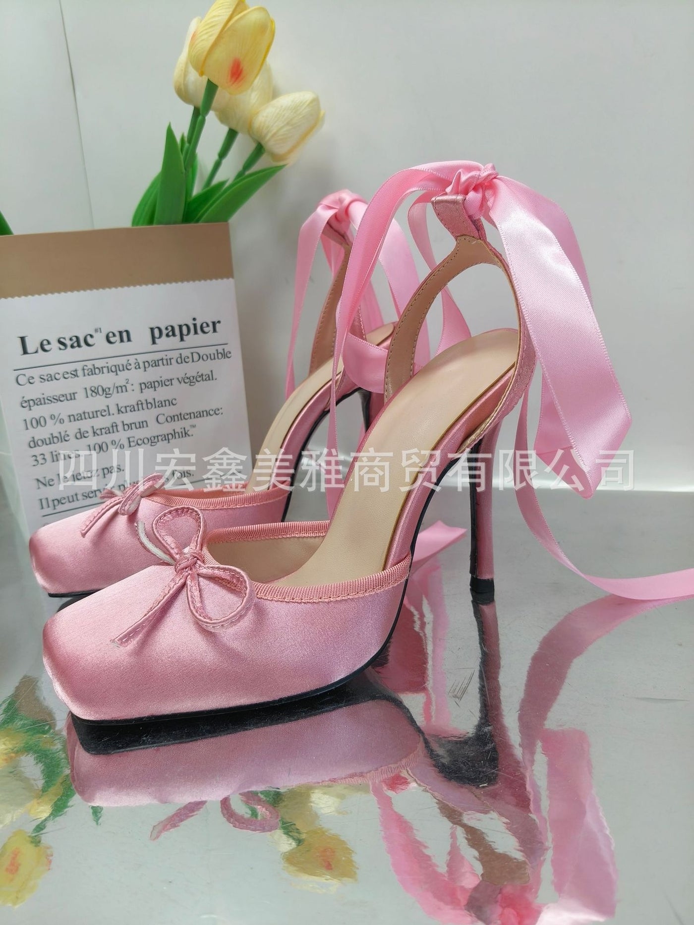 Pig Nose Ballet High Heels Stilettos Bow Sandals