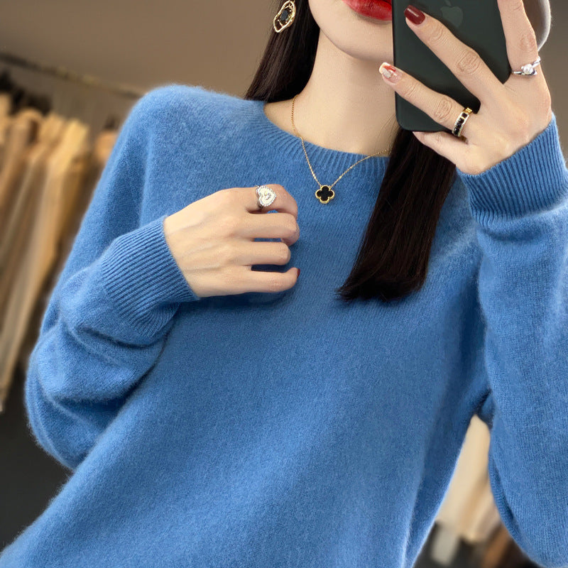 Women's Round Neck Sweater Loose Knitted Bottoming Sweater