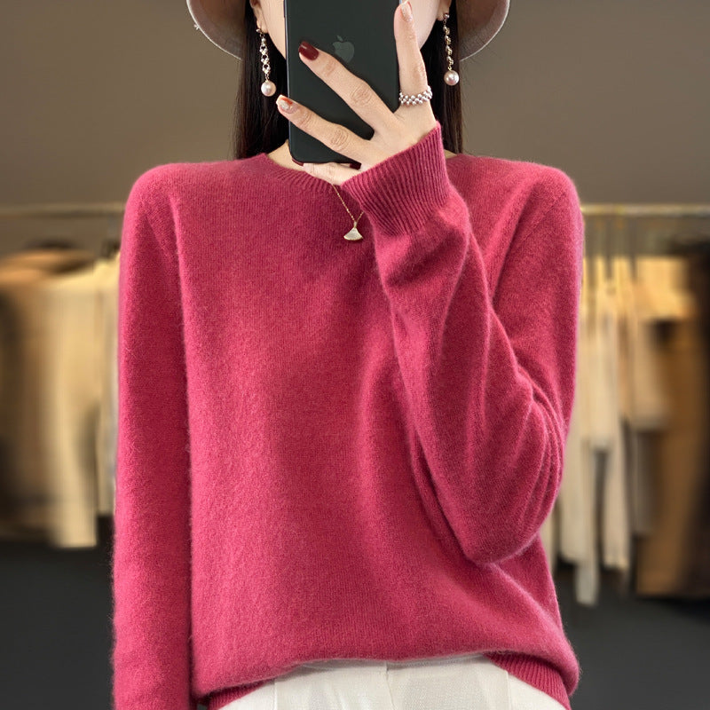 Women's Round Neck Sweater Loose Knitted Bottoming Sweater