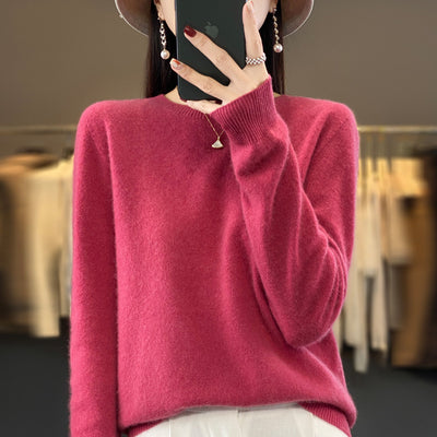 Women's Round Neck Sweater Loose Knitted Bottoming Sweater