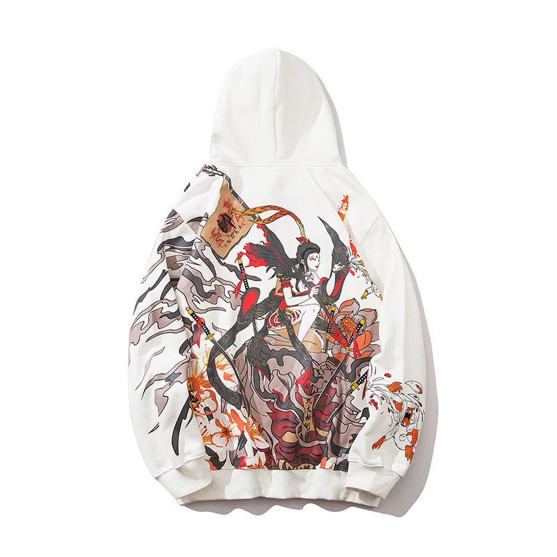 Chinese style printed hooded sweatshirt men