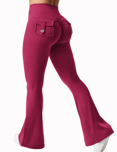 Yoga Peach Hip Pocket Flared Pants For Quick Drying And Abdominal Compression, Small Sexy Pants