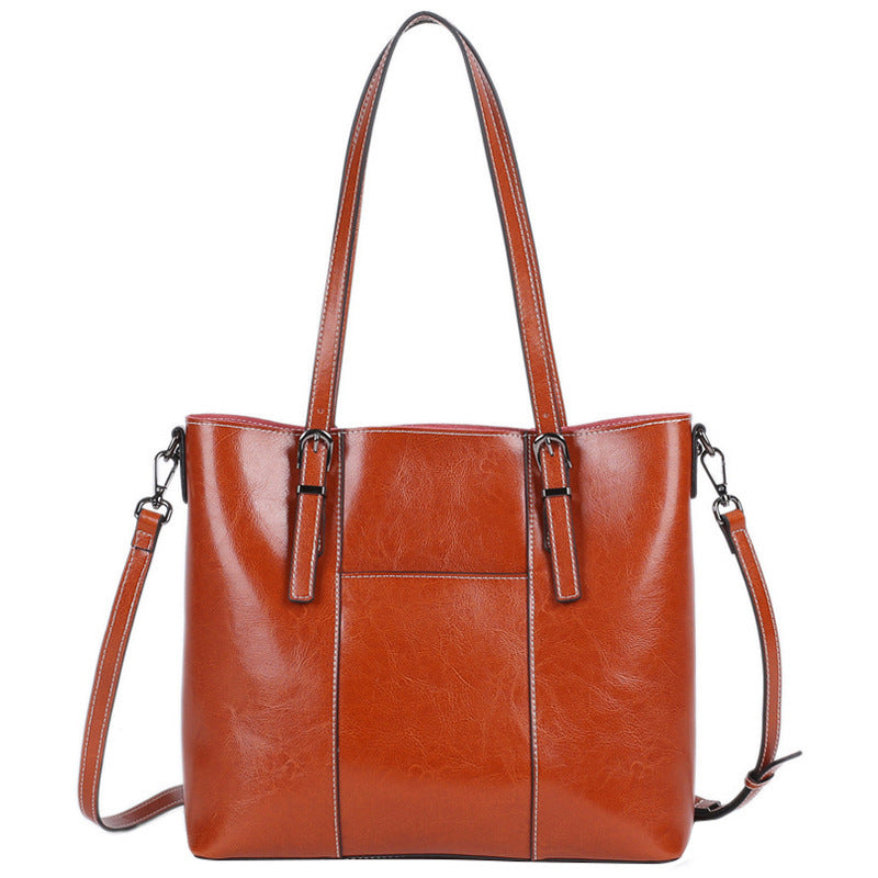 Genuine Leather Women's New Retro Large Capacity Fashion Shoulder Bag