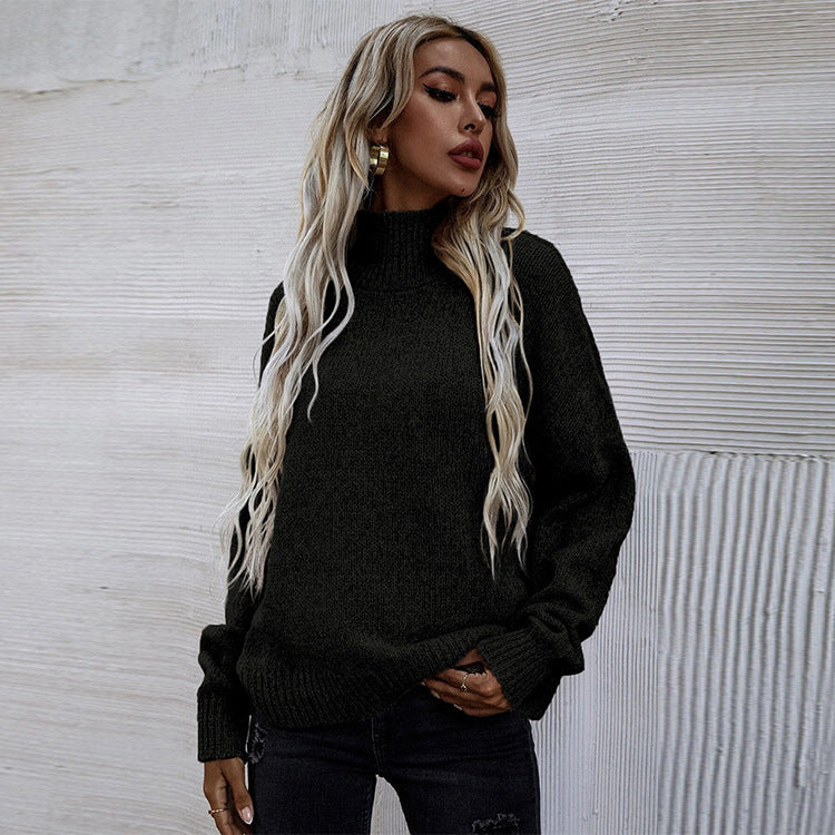 Loose Round Neck Pullover Cable-knit Sweater Women's Clothing