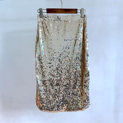 All-matching Elastic Waistband Women's Skirt Sequined Hip Skirt Mid Skirt Women