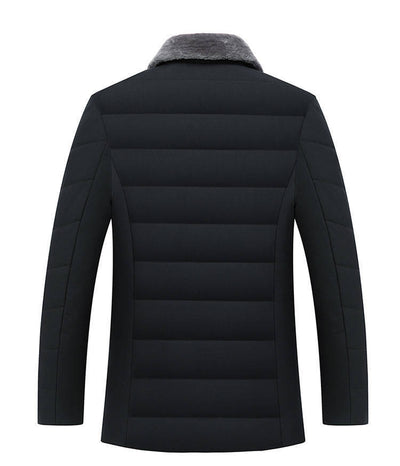 Men Lapel Short Padded Jacket Plus Velvet